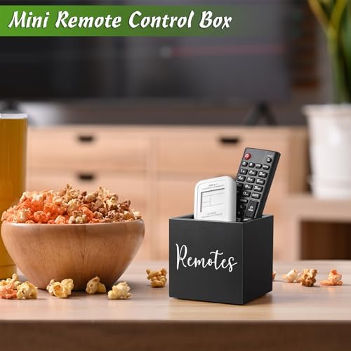 DRASTAR Remote Control Holder, Wood TV Remote Holder, Remote Storage Caddy, Remote Control Organizer (Black, 1 Slot)