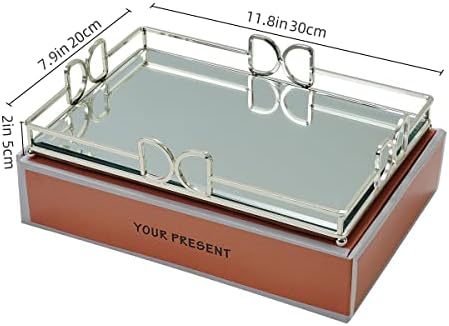 Decorative Tray, Bright Silver, Modern Premium Feeling Perfume Tray, Luxury Rust-Proof Glass Tray for Bathroom, Dresser,