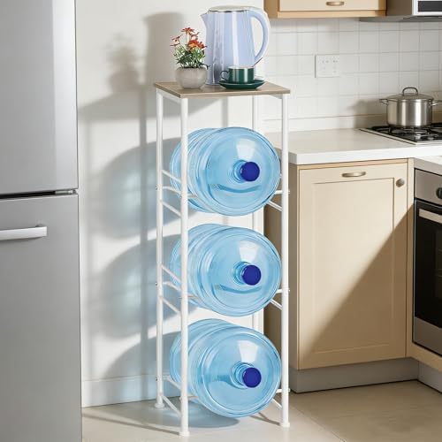 Water Bottle Storage Holder 5 Gallon Drink Dispenser Stand With Table 3-Tier Heavy Duty Water Cooler Jug Rack Water Bott