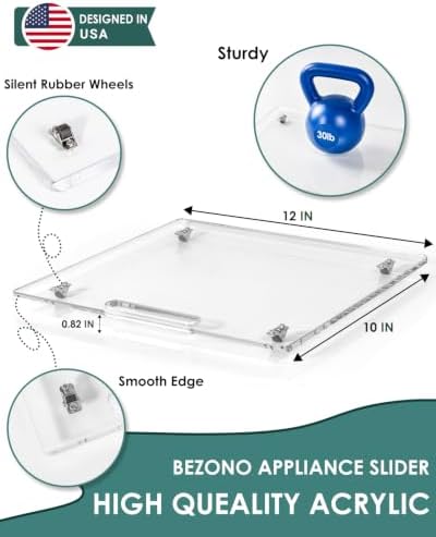 Appliance Slider – Sliding Tray for Coffee Maker, Clear Acrylic 10 x 12 In