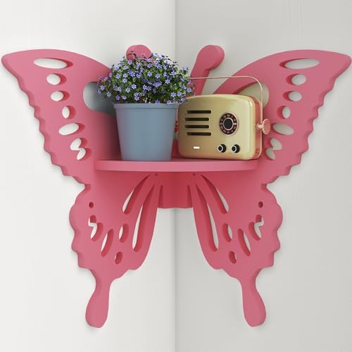 Butterfly Corner Shelf Nursery Wall Deor Floating Corner Shelf for Kid’s Room, Small Cute Decorative Shelf Wall Mounted,