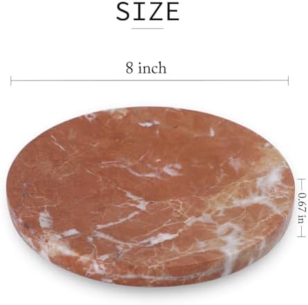 8 Inch Marble Bathroom Tray for Counter Round Vanity Tray for Home Decor