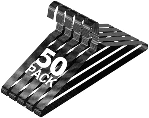 SPECILITE Wire Metal Clothes Hangers Bulk 50 Pack, Ultra Thin, Black