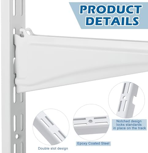 10 Pcs 60 Inch Dual Track Brackets Shelf System Upright Wall Shelving Rail