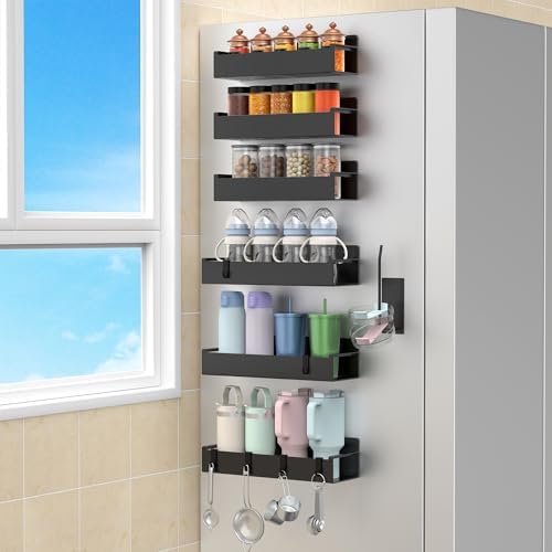 HuggieGems Magnetic Water Bottle Holder for Refrigerator, Cup Holder Organizer for Stanley and Tumbler for Kitchen, 6 Pa