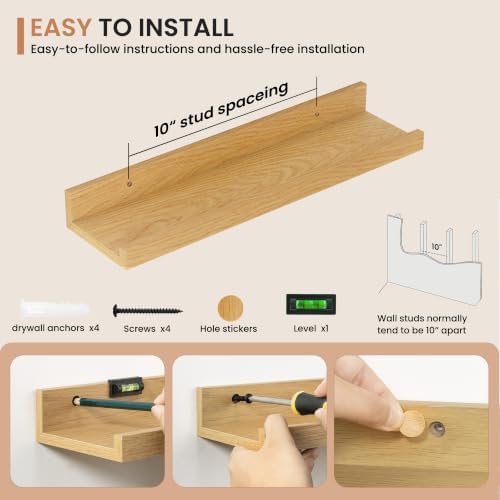 Dreamland Picture Ledge Shelf for Wall, Floating Shelves Set of 2,18 inch Long Floating Shelves with Lip for Living Room