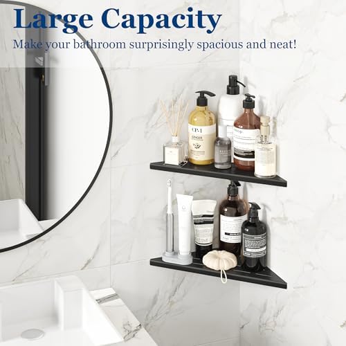 Qeke 10" Corner Shower Shelves 304 Stainless Steel, Matte Black, 2 Pack