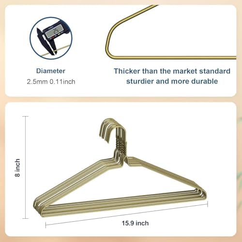 SPECILITE Wire Metal Clothes Hangers Bulk 50 Pack, Ultra Thin, Bronze