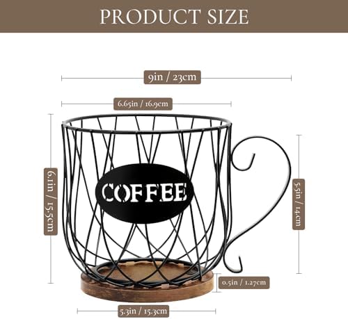 Rustic Metal K Cup Coffee Pod Holder, Large Wire Coffee Pod Basket