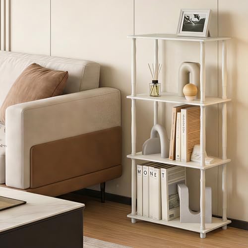 Furinno Turn-N-Tube Storage Shelves, 4-Tier Open Frame Book Shelf, Standing Corner Shelf, Toolless Open Shelves, Classic
