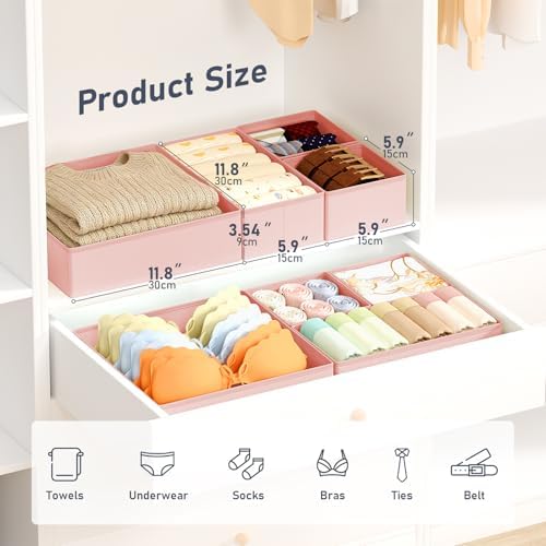 DIMJ Drawer Organizer Clothes - 28 Pack Baby Dresser Organizer for Nursery Closet Organization, Fabric Drawer Organizer Bins for Underwears Socks Bras, Foldable Storage Dividers for Bedroom