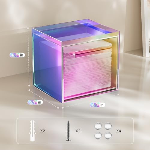 Acrylic Disposable Facial Towels Holder, Wall-Mounted, Rainbow