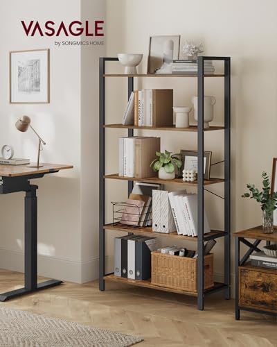 VASAGLE 5-Tier Bookshelf, Bookcase with Shelves, Storage Shelf, Living Room