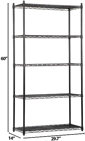 ZENY Wire Shelving Unit, 5-Shelf Adjustable Metal Shelf Organizer, Heavy Duty Wire Rack Storage Shelving Unit for Restau