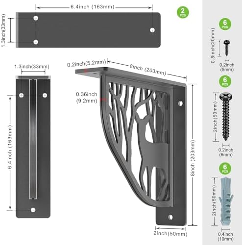 Dolibest 8 Inch Heavy Duty Shelf Brackets, 5MM Thickness L- Bracket , Metal Floating Shelf Bracket, Wall Shelf Bracket &
