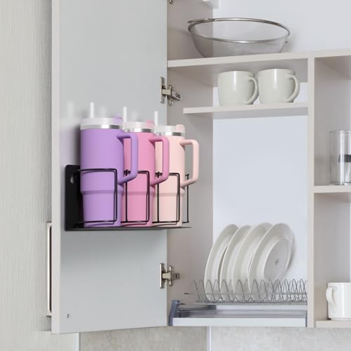 Sorbus Magnetic Cup Holder for Fridge, 3-Cup Organizer (Black, 2 Pack)