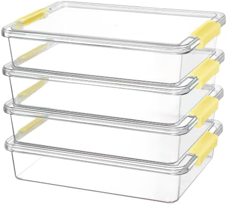 Vtopmart 4 Pack 6 Qt Plastic Storage Bins with Lids, Sensory Bins, Yellow