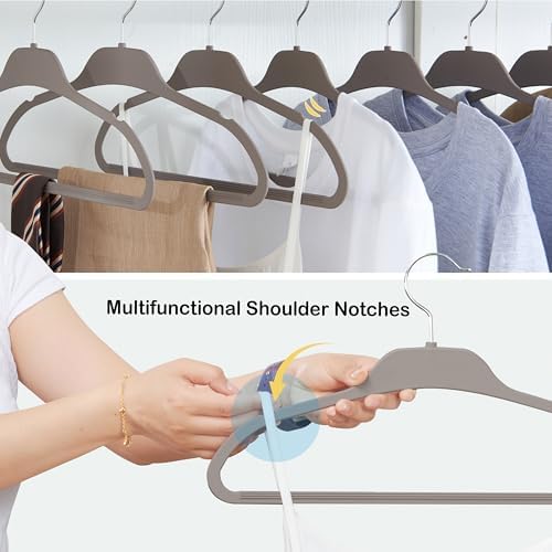 Plastic Hangers for Clothes, Upgraded Rubber Non Slip Clothes Hangers, Non Velvet Durable Clothing Hangers, 15.7 Inches for Adults Clothes, Gray, 20 Pack