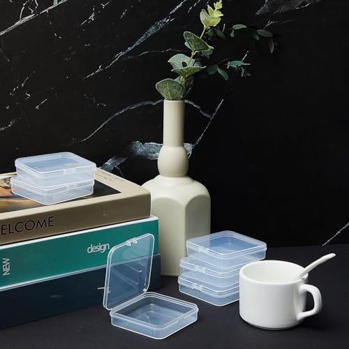 SATINIOR 24 Pcs Small Clear Plastic Container Box, 2.8 x 2.8 x 0.67 in
