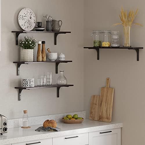 DINZI LVJ Long Wall Shelves, 23.6Inch Wooden Wall Mounted Shelves, Set of 2