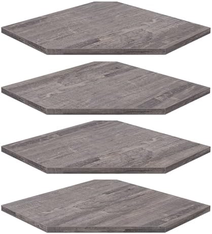 Homode Corner Shelf Wall Mount, Set of 4 Corner Floating Shelves with Cord Hole, Wall Shelf Organizer, Wood Hanging Stor