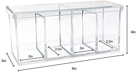 Isaac Jacobs 4-Compartment Clear Acrylic Organizer with Lid - 9" x 3" x 4"