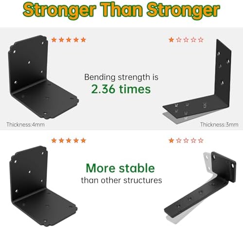 4x4x3.5 Pergola Brackets,Heavy Duty L Bracket for Wood (4PCS)