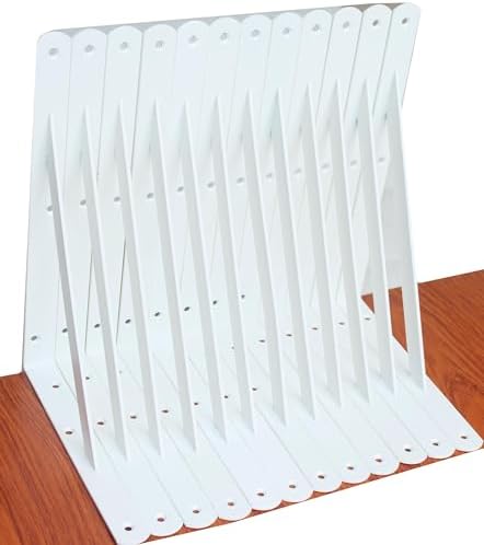 12 Pack L11 x H 8" White Heavy Duty Shelf Brackets with Screws Metal Shelf Brackets Shelf Support Angle Brackets for She