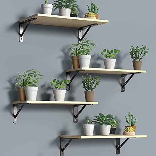 10 Inch Shelf Brackets, 6 Pack Heavy Duty L Brackets for Shelves, 90 Degree Triangle Metal Supports for DIY Floating She