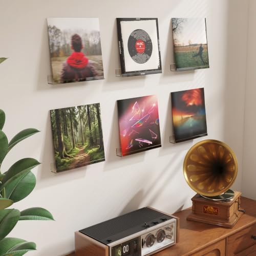 Lifewit Narrow Acrylic Floating Shelves for Vinyl Record 12", Clear 10 Pack