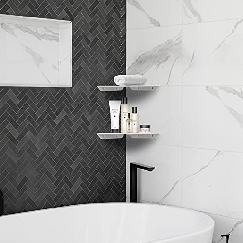 Cosmos 2 Pcs Acrylic Wall Mount Floating Corner Shelves Quarter Round Shower Shelf Hanging Corner Shelves Wall Storage D