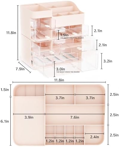 SuoXing Makeup Organizer for Vanity,Large 6 Drawers Make up Organizers for Counter,Plastic Cosmetic Storage Organizer fo