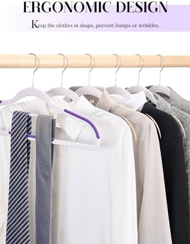 HOUSE DAY Slim Plastic Hangers 100 Pack, Non Slip Purple Clothes Hangers