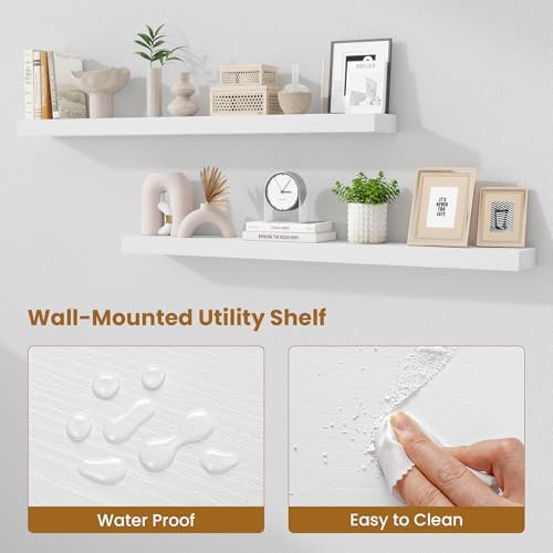 Fun Memories Floating Shelves 48 Inch, Extra Large Wood Shelf Set of 2, Hanging Wall Shelves for Bathroom, Living Room, 
