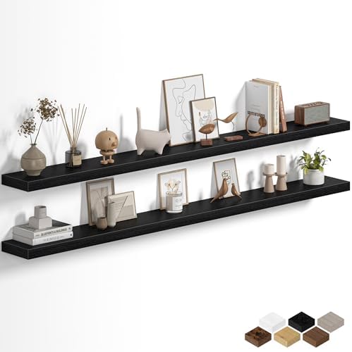 Fun Memories Floating Shelves for Wall 67 Inch, Set of 2 – Wall-Mounted Storage & Display Shelf with Invisible Bracket, 