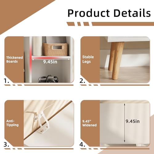 YAHARBO Small White Bookshelf,3 Tier Modern Kids Bookcase with Legs,5 Cube Wooden Bookshelves Storage Shelf,Book Shelves
