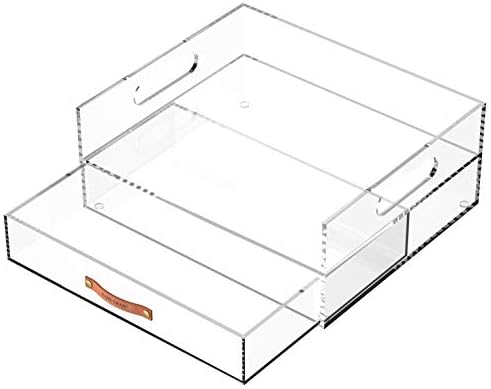 Acrylic Desk Organizer Drawer + Inbox with Letter Tray 12.6” x 10.6” x 5”, A4 Size, Clear