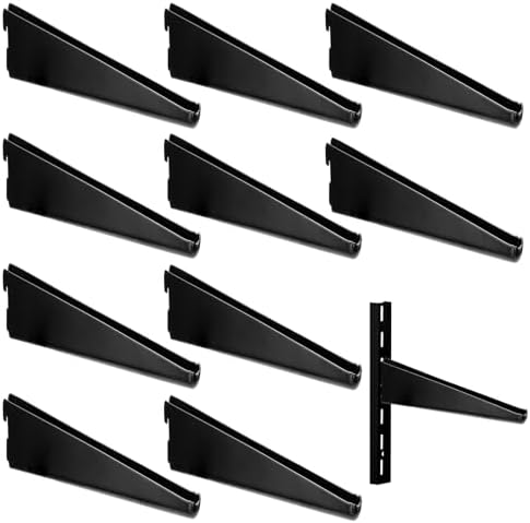 Yalikop 10 Pack Adjustable Shelf Brackets for Double Track System Closet Organization Heavy Duty Wire Shelf Brackets (Bl