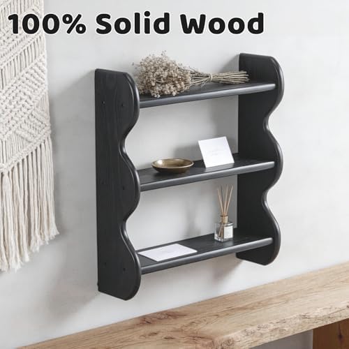 Aboacen 100% Solid Wood Bathroom Wall Shelves, Water Proof Shelves for Wall