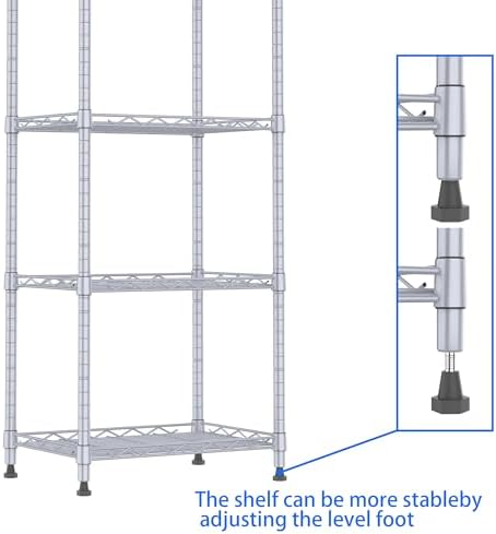 REGILLER 6 Wire Shelving Steel Storage Rack Adjustable Unit Shelves for Laundry Bathroom Kitchen Pantry Closet(Silver, 1