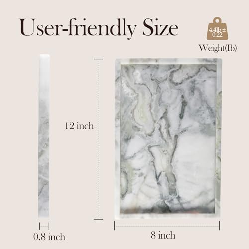Koville Natural Marble Tray, 12x8“ Coffee Table Vanity/Decorative Tray for Jewerly, Watch, Perfume Candle Storage for Be