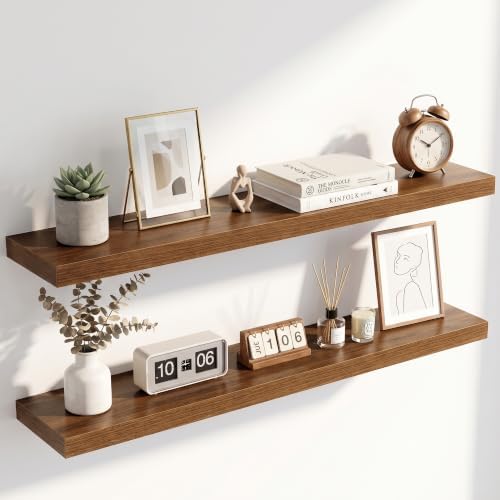 40 Inch Floating Shelves for Wall 2 Pack, Wood Wall Bathroom Shelves
