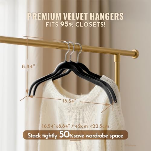 Sishynio Velvet Hangers 30 Pack, Slim Flocked Clothes Hangers Black
