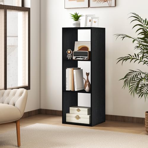 Tangkula 3-Cube Bookcase, 4-Tier Bookshelf with Open Compartments, Freestanding Cube Storage Organizer with Anti-Topplin