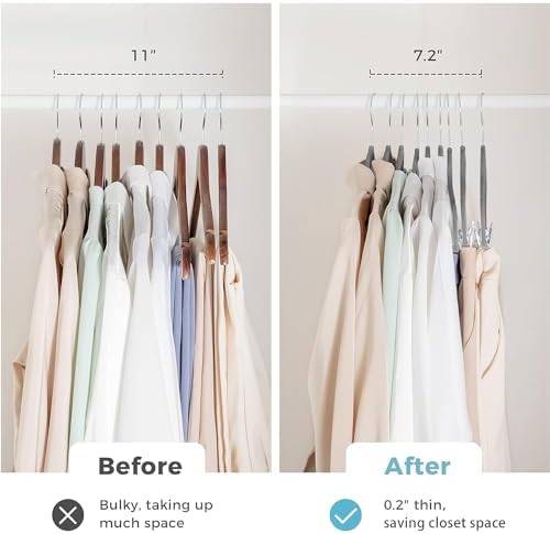VECELO 20 Pack Velvet Clothes Hangers with Adjustable Clips,Heavy-Duty Non Slip & Space-Saving with 1 Magic Hangers & 2 Tie Rack for Suit Coat Pants Skirt Dresses
