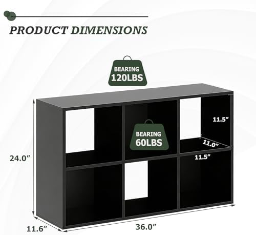 6 Cube Storage Organizer Shelf, Open Cube Bookshelf