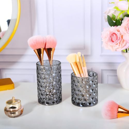 DASITON Glass Makeup Brush Holder, Bathroom Toothbrush Holders, Desk Pen Pencil Holder, Vintage Makeup Brush Cup, Multif