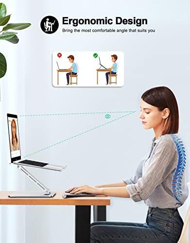 RIWUCT Aluminum Alloy Laptop Stand for Desk, Foldable Laptop Riser Holder