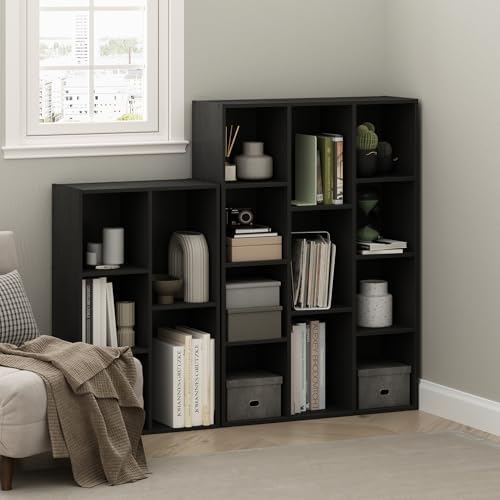Furinno LUDER Book Shelf, 5-Cube Bookshelf, Reversible Bookcase with Open Shelves, 9.4 x 19.5 x 31.5, Easy Assembly, for