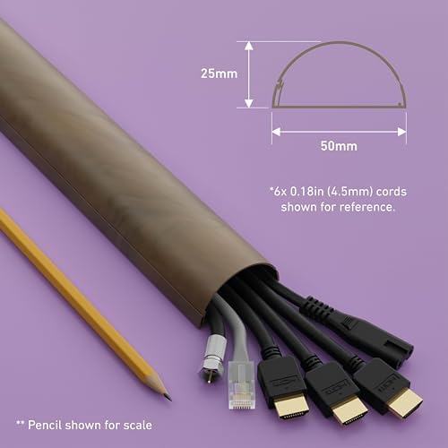 D-Line Half Round Cord Hider, Patented Cable Cover, Hide TV Wall Mount Wires, Raceway for Cords, Decorative Wire Covers,